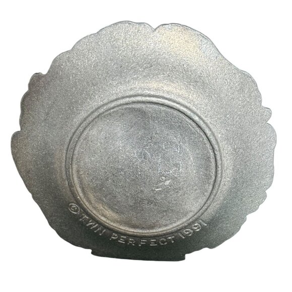 Vintage 1991 TWN Perfect Silver Pewter Floral Basket Embossed Wall Art Decor - Picture 6 of 11